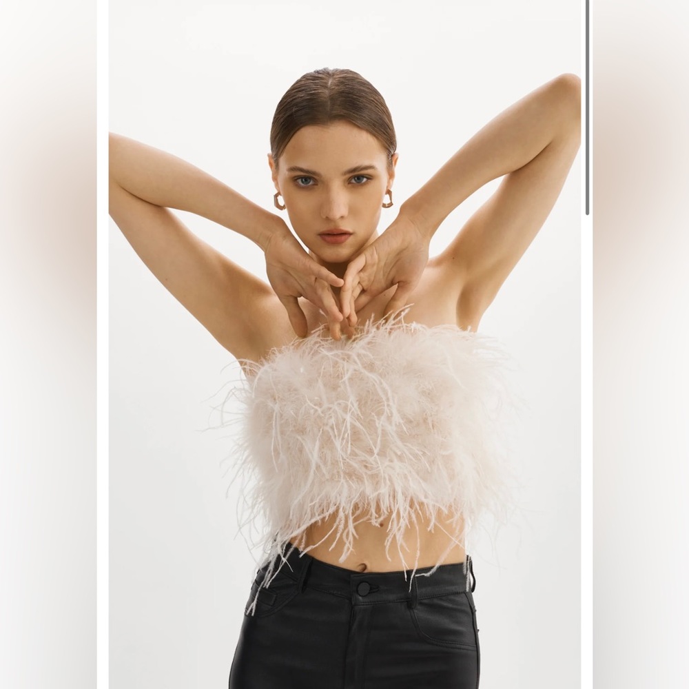 LAMARQUE Zaina feather bustier top
